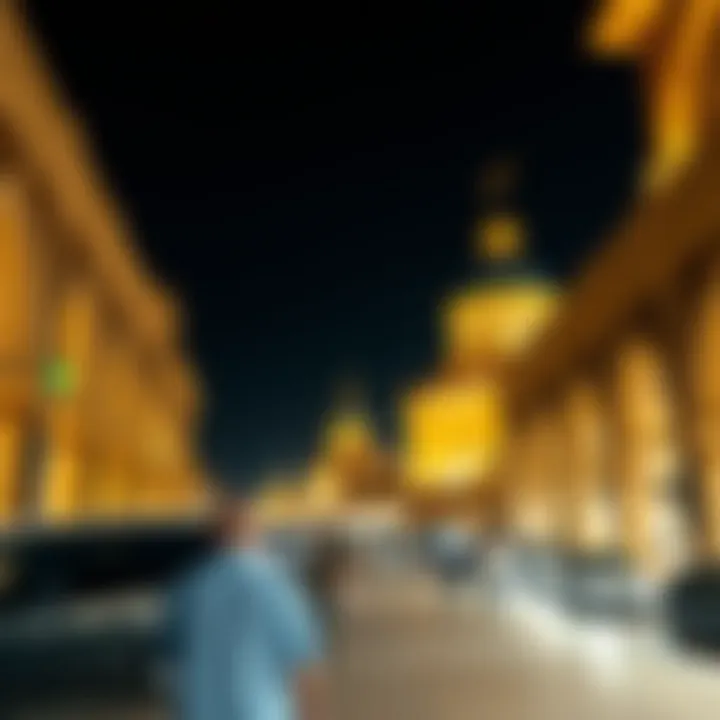 An overview of the Gold Souk with its iconic architectural design