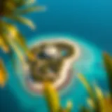 Stunning aerial view of an island near Abu Dhabi showcasing its lush greenery and azure waters