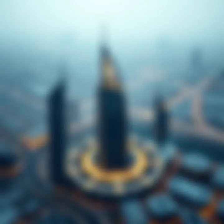 Panoramic view of the Liwa Building surrounded by Dubai's urban landscape