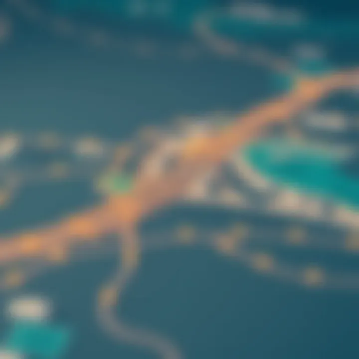 Map highlighting transportation networks surrounding Damac Lagoons