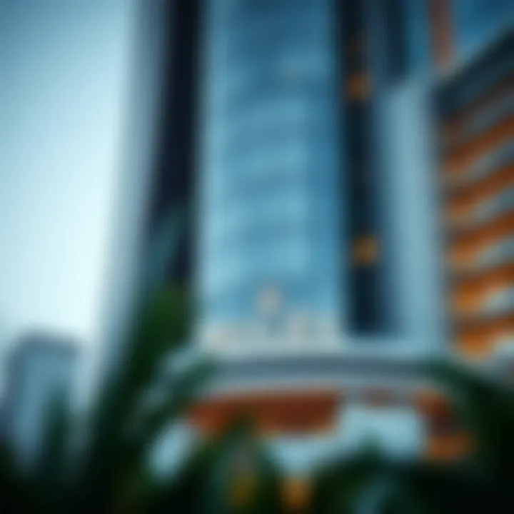 Architectural details of the Rolex Tower façade