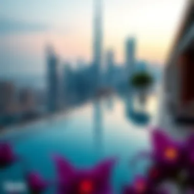 Infinity Pool with Skyline View Infinity pool with city skyline view at the Torch Tower