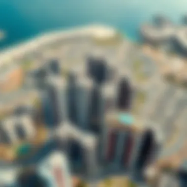 Aerial view of Business Bay highlighting Ubora Towers' strategic location