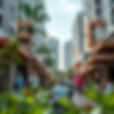 Vibrant community surrounding Ubora Towers with lifestyle offerings