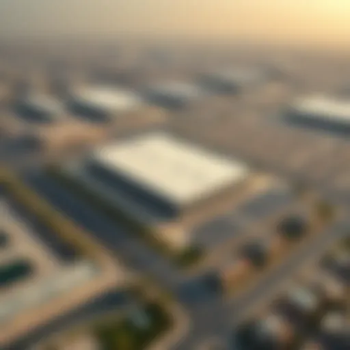 Aerial view of Al Quoz 4 showcasing warehouse complexes