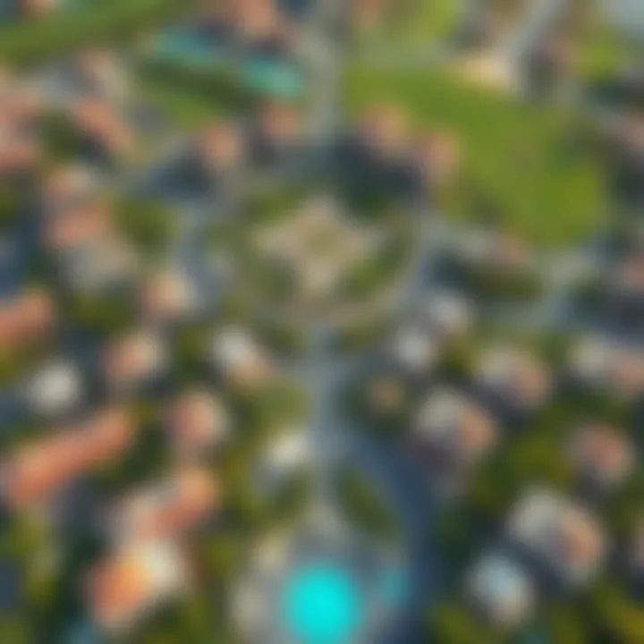 Aerial view of Warsan Village showcasing its unique layout and greenery