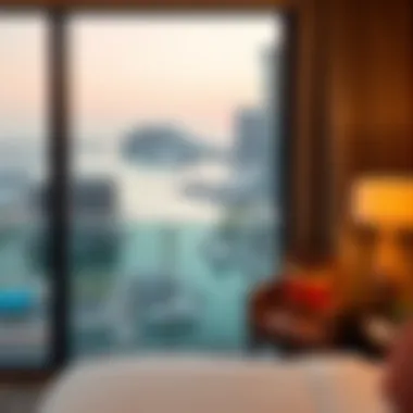 Stunning view from a guest room balcony overlooking the marina