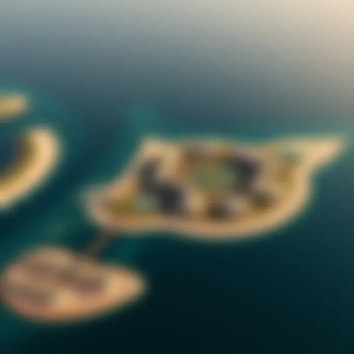 Aerial shot of Wynn Marjan Island highlighting its strategic location