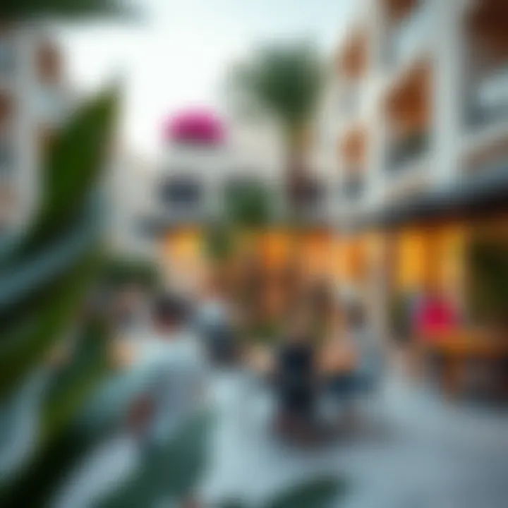 A vibrant social gathering area within a gated community, illustrating a sense of community