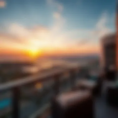 Breathtaking sunset view from a hotel balcony