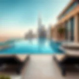 Luxurious private pool overlooking the Dubai skyline