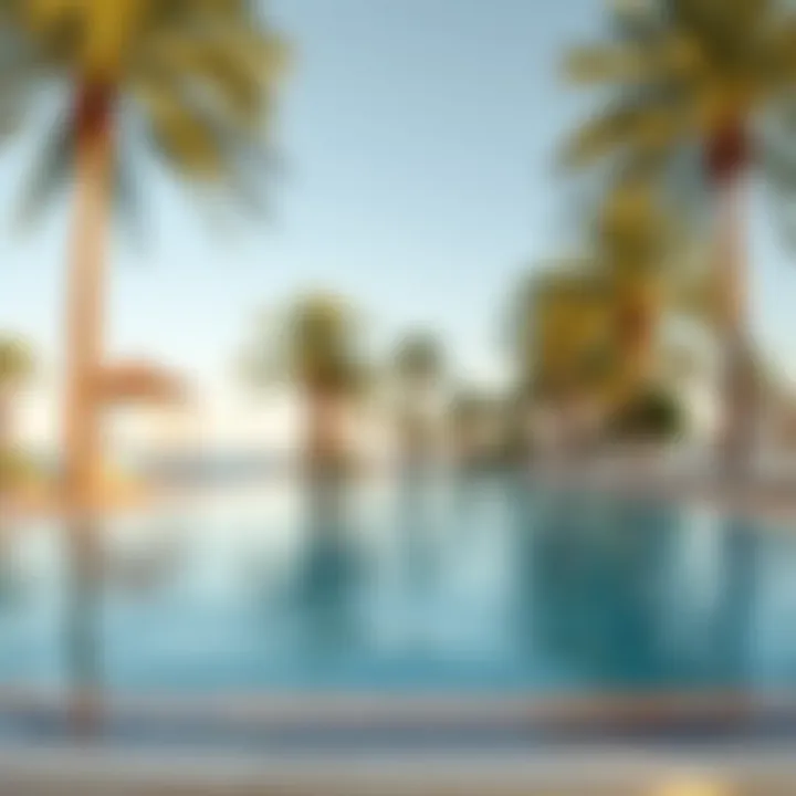 Serene atmosphere of a private pool surrounded by palm trees