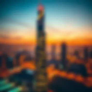 HSBC Tower Illuminated at Dusk HSBC Tower at sunset with vibrant city lights