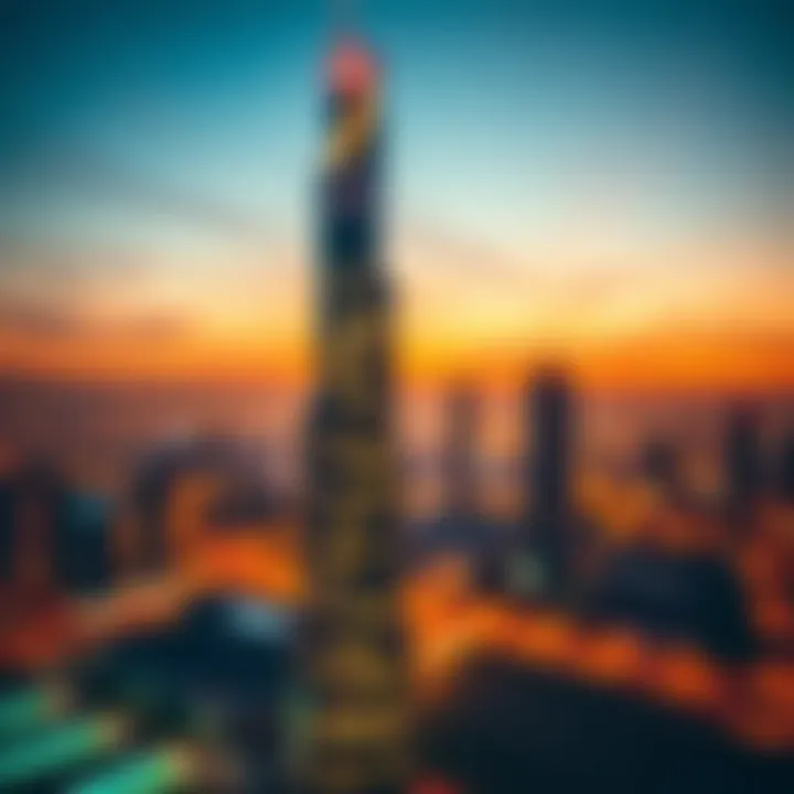 HSBC Tower Illuminated at Dusk HSBC Tower at sunset with vibrant city lights