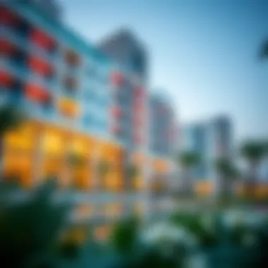 Exterior view of Icon Deluxe Hotel Apartments showcasing modern architecture