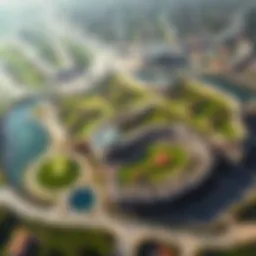 Aerial view of the Jumeirah Earth Course showcasing its innovative design