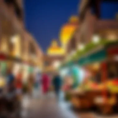Cultural Vibrance in Madinat Jumeirah Vibrant market scene in Madinat Jumeirah highlighting cultural experiences