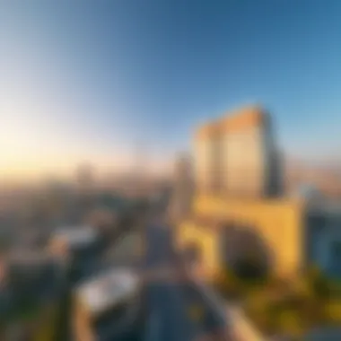 Panoramic view of Meydan District One with city skyline in the backdrop