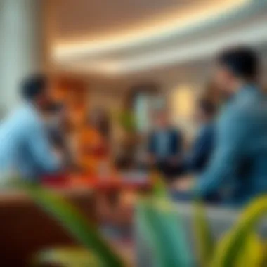 Investment Discussions in a Luxurious Environment A diverse group discussing investment opportunities in a luxurious setting