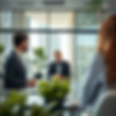 Real Estate Consultation in a Contemporary Office A modern office with a real estate agent discussing property options with clients