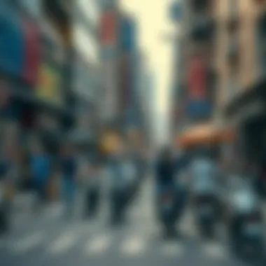 A bustling street scene showcasing local culture and urban dynamics
