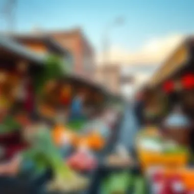 A diverse market highlighting local flavors and traditions