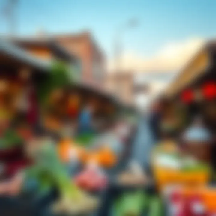 A diverse market highlighting local flavors and traditions