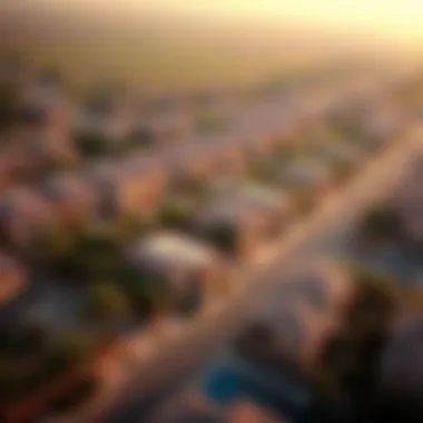 Residential Neighborhood Overview An aerial view of a residential neighborhood in Dubai
