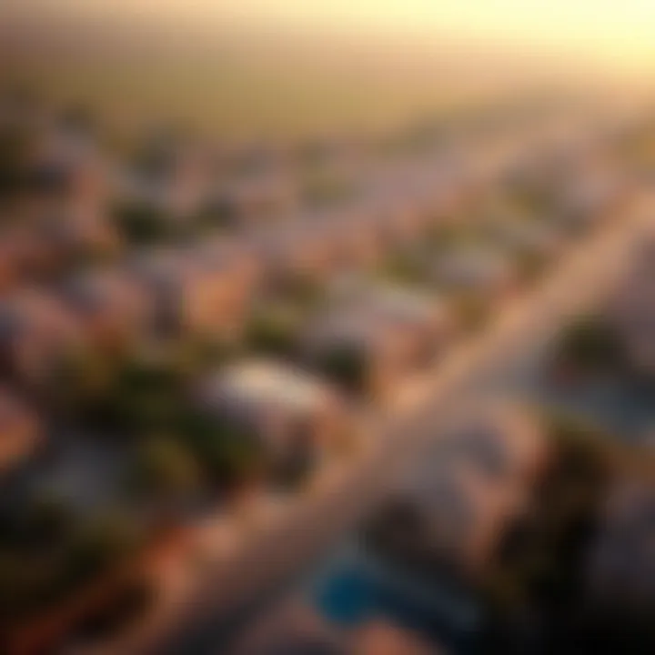 Residential Neighborhood Overview An aerial view of a residential neighborhood in Dubai