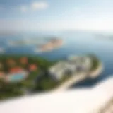 Breathtaking Aerial Perspective of Noor Island Aerial view of Noor Island showcasing the lush greenery and modern architecture