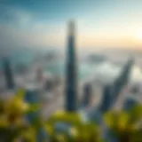 Aerial view of Nuaimiya Tower showcasing its prominence in the Dubai skyline