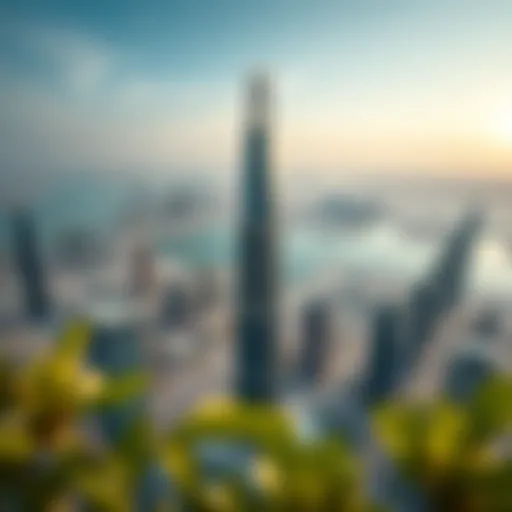 Aerial view of Nuaimiya Tower showcasing its prominence in the Dubai skyline