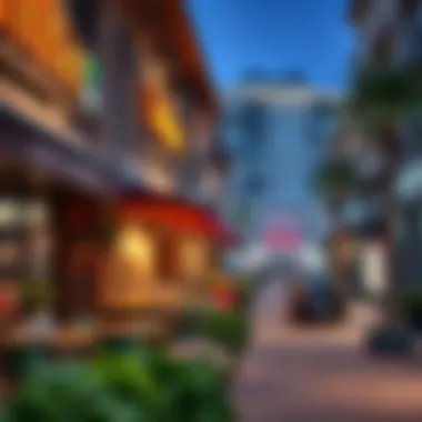 Vibrant local market scene in Jumeirah Village Circle with shops and cafes