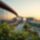 Panoramic view of Jumeirah Village Circle showcasing modern architecture and greenery