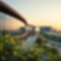 Panoramic view of Jumeirah Village Circle showcasing modern architecture and greenery