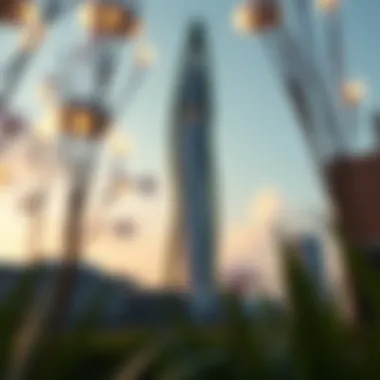 Futuristic design of a proposed sky tower with environmental features