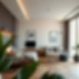 Contemporary studio room interior showcasing modern decor