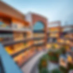 Aerial view of a modern mall in Dubai showcasing contemporary architecture