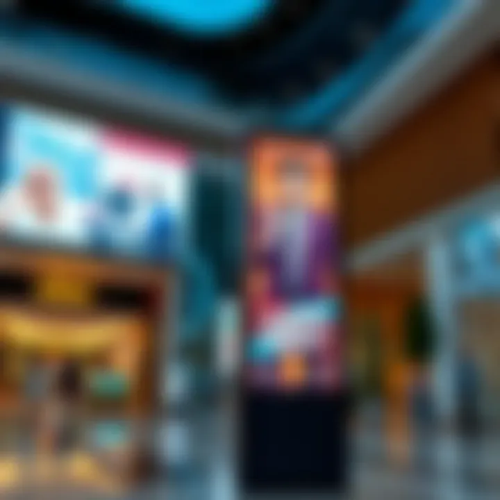 Digital signage displaying promotions and events within a mall