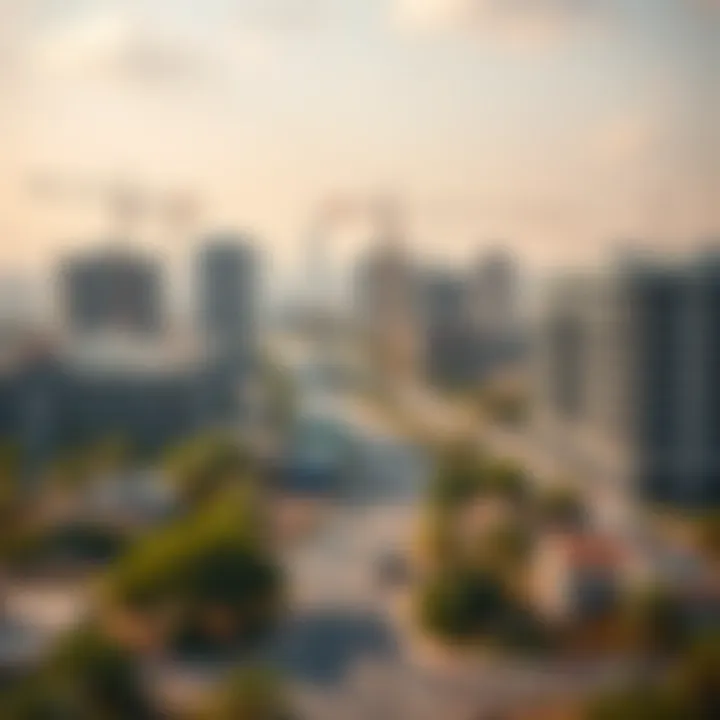 An urban landscape depicting construction activity in Dubai