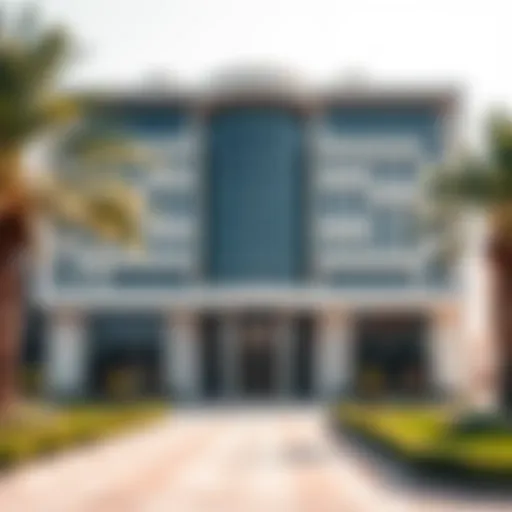 Exterior view of Thumam Building showcasing its unique architectural design