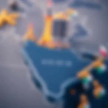 Map highlighting UAE free visa countries