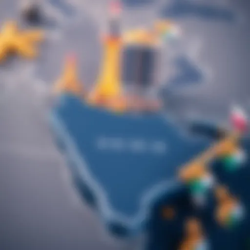 Map highlighting UAE free visa countries