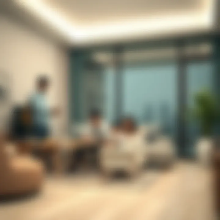 Family Life in Dubai Real Estate An illustration depicting a family in a modern Dubai residence