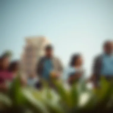 Diverse group of potential buyers exploring high-value properties