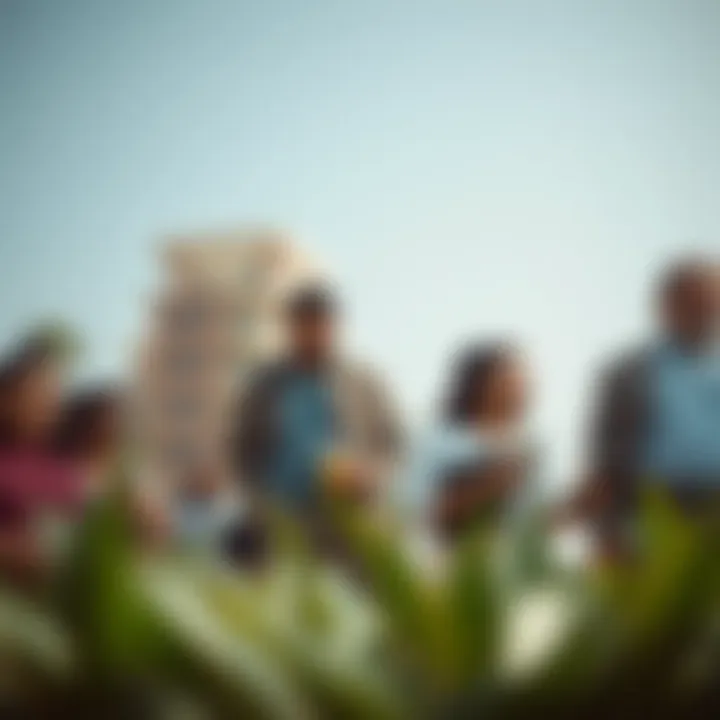 Diverse group of potential buyers exploring high-value properties