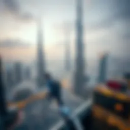 Overview of Dubai skyline with modern architecture