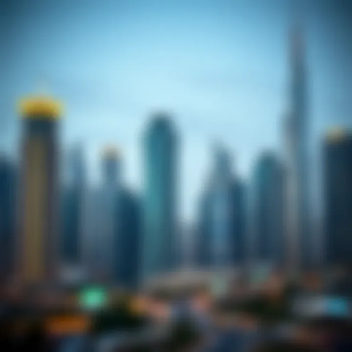 Luxurious high-rise buildings in Dubai's skyline