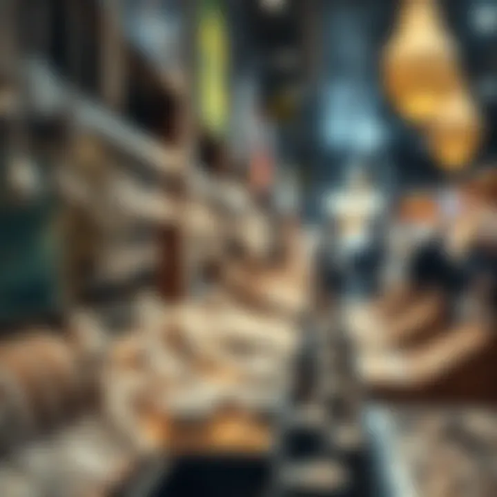 A vibrant market scene showcasing silver jewelry in Dubai