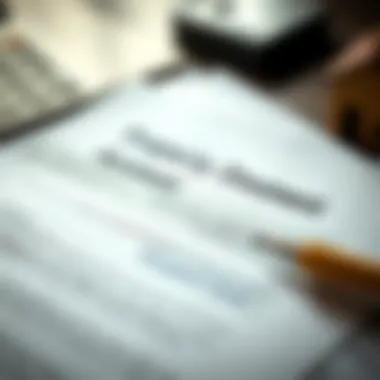 A close-up of a property deed and financial documents
